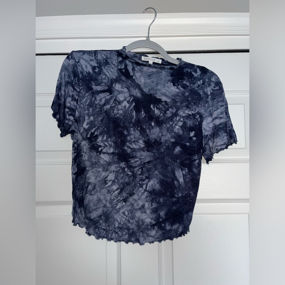 Blue Tie-Dye Crop Top